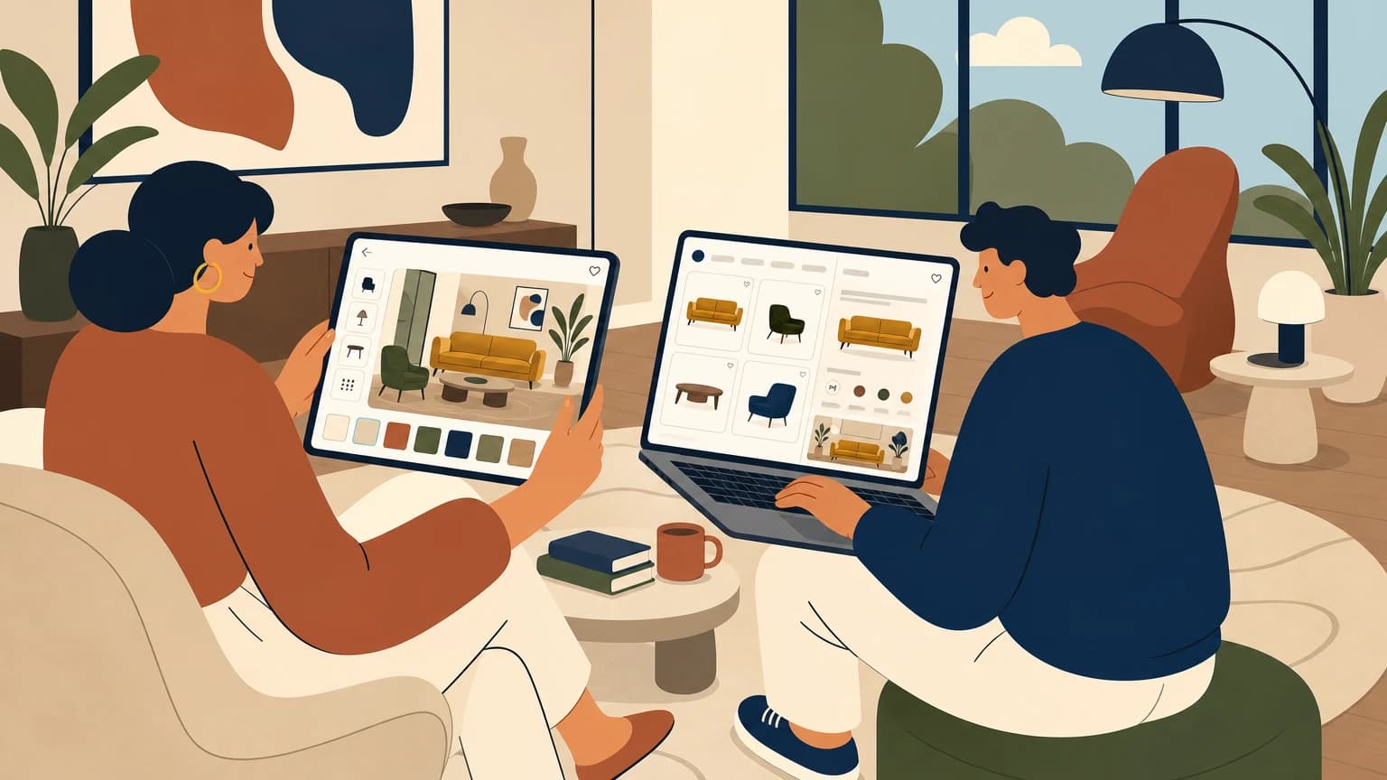 Premium Furniture E-commerce Application illustrated product use case
