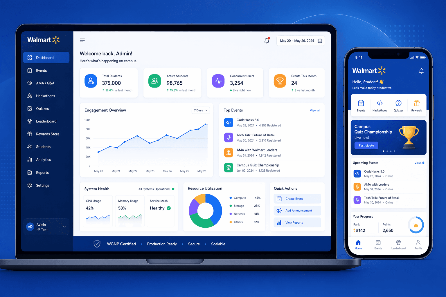 Student Engagement Product Platform implementation interface
